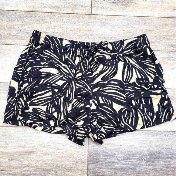 Gap Black and tan Geometric Palm Leaf Print Lounge Shorts Size: XLarge - Picture 1 of 9